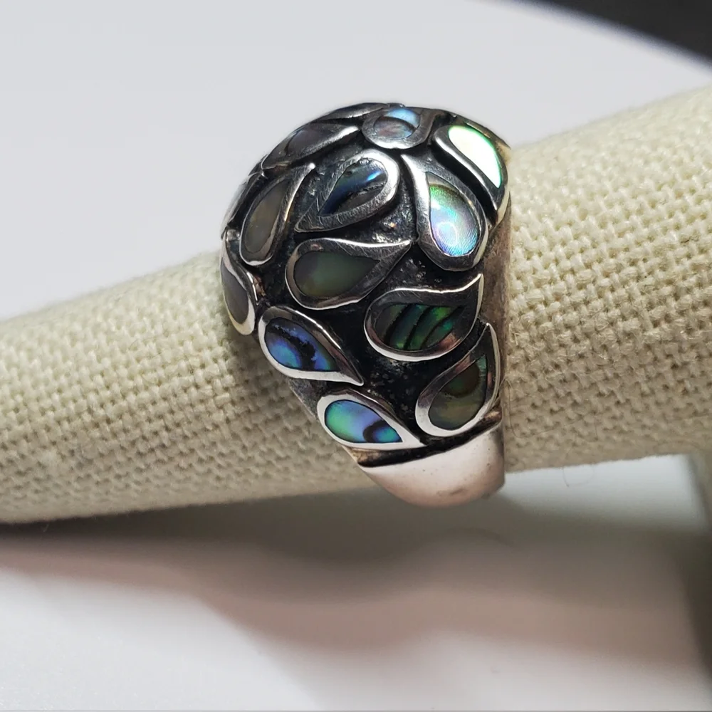 CPT Abalone Inlay Sterling Silver Dome Ring Size7